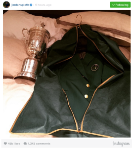 spieth green jacket trophy