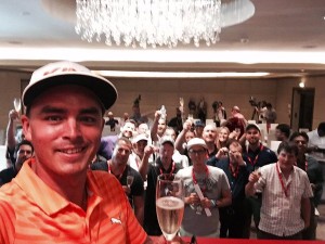 Fowler treats the media to champagne